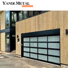 Porte de garage en verre en aluminium automatique transparente à panneau composite surélevé moderne