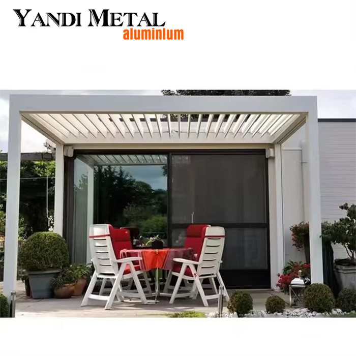 Gazebo bioclimatique réglable pour loisirs extérieurs, 4x6, toit à persiennes, pergola électrique en aluminium, pergola étanche en aluminium