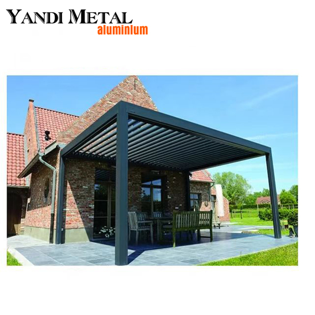 Pergola télescopique électrique en aluminium de taille personnalisable, pergola à toit pliant télescopique étanche pour l'extérieur