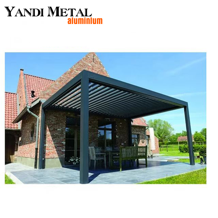 Pergola télescopique électrique en aluminium de taille personnalisable, pergola à toit pliant télescopique étanche pour l'extérieur
