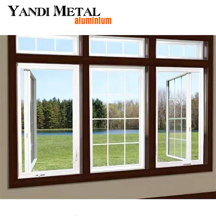 Fabricants Yandi Fenêtres en aluminium Double vitrage Maison à triple vitrage Fenêtres à battants en aluminium