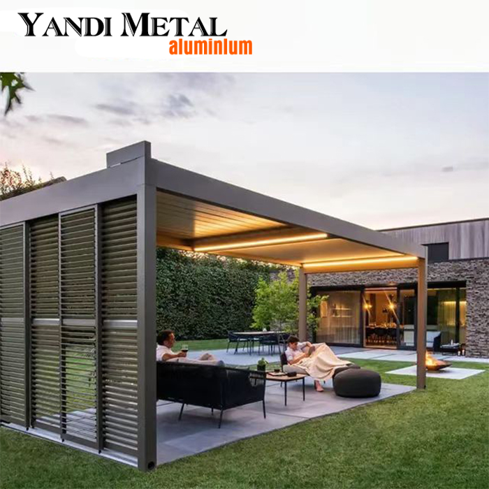 Auvent électrique d'extérieur en métal et aluminium, auvent de jardin, pare-soleil, persienne, pergola en aluminium