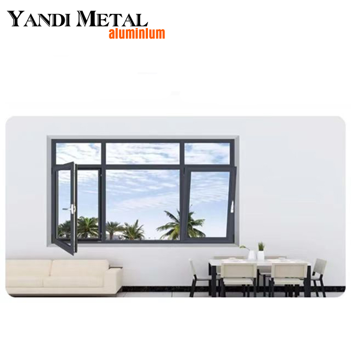 Yandi Factory ventes directes conception professionnelle fenêtre isolante en aluminium à double vitrage