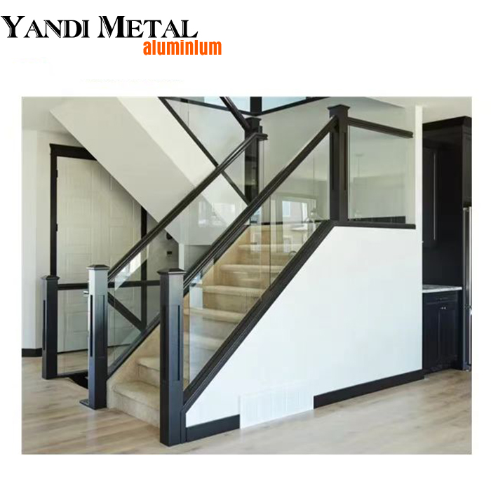 Garde-corps en verre de pont en aluminium sans cadre, colonne de support de garde-corps en verre en aluminium, système de garde-corps en verre d'accès au balcon en u