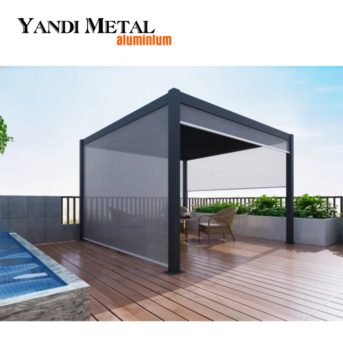 Système d'auvent de pavillon de toit en verre en aluminium, auvent en verre de toit de structure de lucarne de toit en verre en aluminium