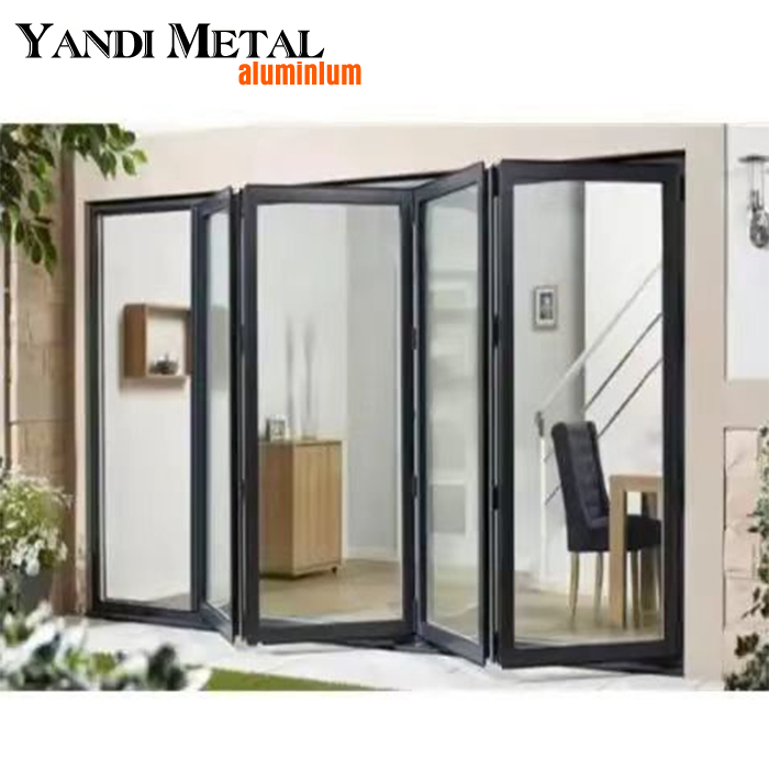 Décoration européenne grand espace verre à faible degré porte battante en aluminium isolation en aluminium chaude