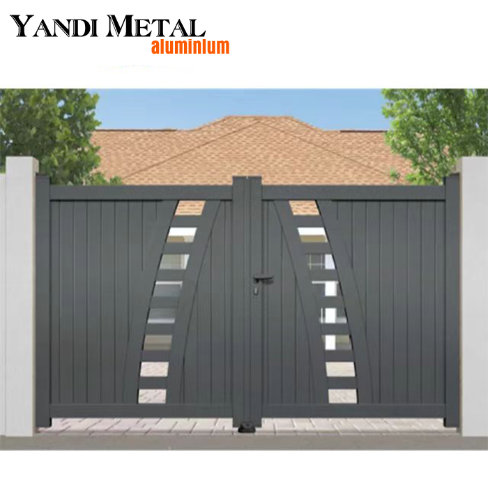 Porte coulissante électrique automatique, porte d'entrée décorative en métal, panneau de clôture en aluminium découpé au laser, porte de maison