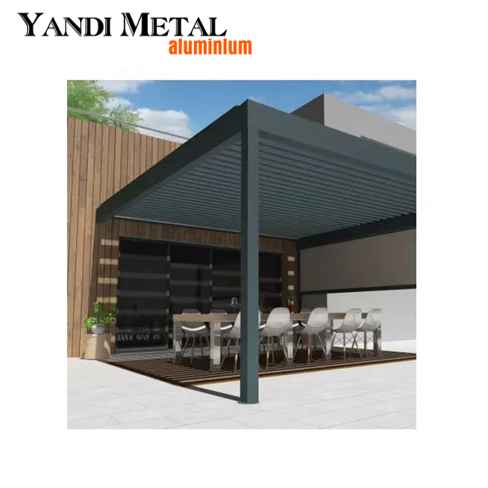 Gazebo extérieur réglable de luxe en aluminium de jardin pergola en verre de persiennes électriques modernes faites sur commande