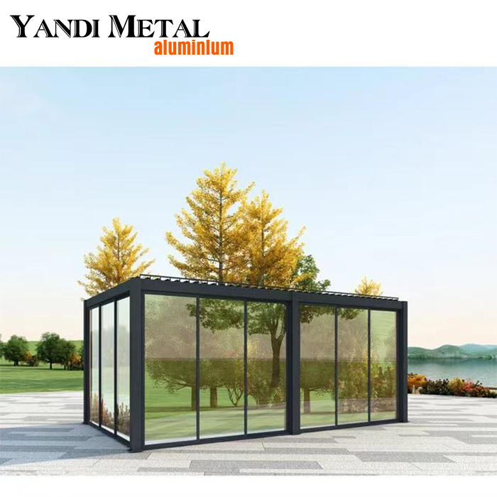 Cadre de peinture en poudre imperméable pour jardin extérieur, gazebo de patio, pare-soleil, persienne électrique en aluminium