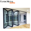 Porte d'entrée pliante en aluminium nouvellement conçue, cadre en aluminium, verre intérieur moderne, double porte d'entrée pliante