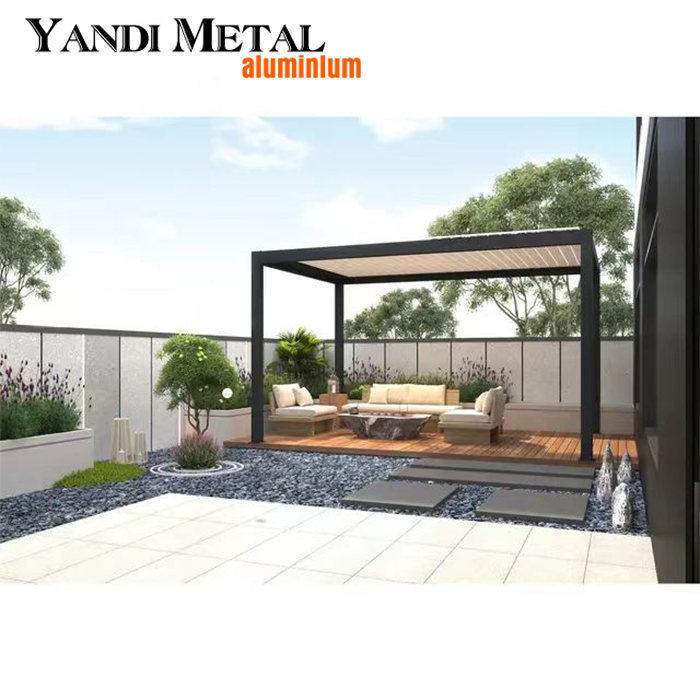 Pergola bioclimatique rétractable en aluminium, persiennes coulissantes et pliantes en aluminium pour voiture automobile OEM