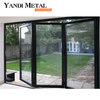 Portes pliantes en aluminium accordéon extérieures à double vitrage portes pliantes doubles