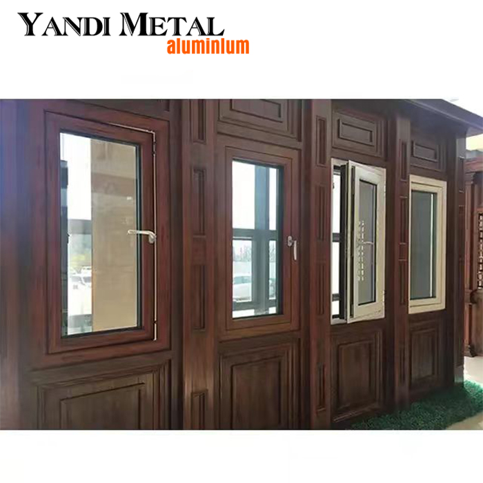 Yandi Factory Fenêtres à battants en aluminium à double vitrage résidentielles bon marché Windows à impact d'ouragan