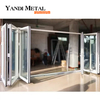 Porte pliante accordéon en aluminium à double vitrage extérieur porte patio pliante double en verre