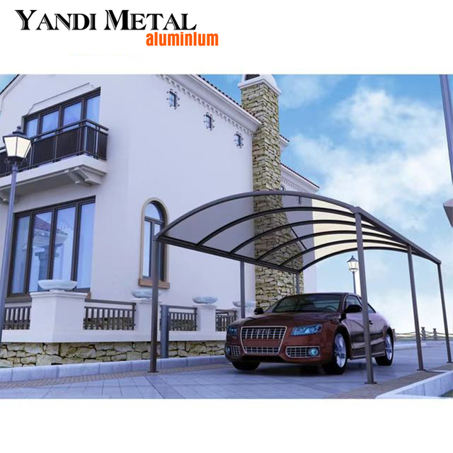 Abri de voiture en aluminium Vente chaude économique attrayant abri de voiture en aluminium toit en verre en aluminium