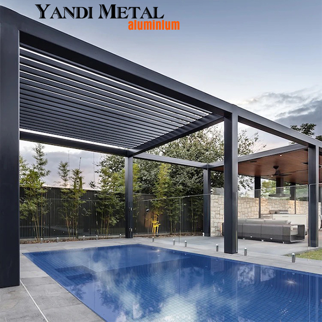 Gazébo à porte coulissante en verre Jardin imperméable extérieur en aluminium Gazébo extérieur électrique et gazébo extérieur en aluminium