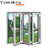 Porte d'entrée pliante en aluminium nouvellement conçue, cadre en aluminium, verre intérieur moderne, double porte d'entrée pliante