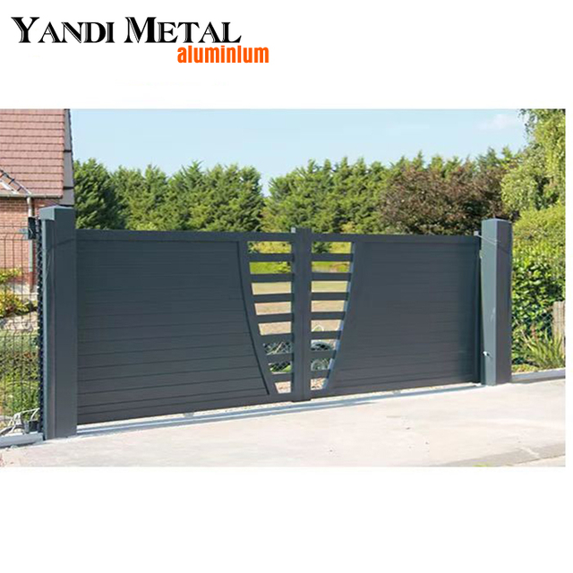 Porte coulissante en aluminium pour allée automatique, jardin direct d'usine, lattes horizontales, porte d'intimité en aluminium