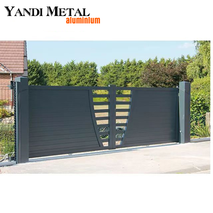 Porte coulissante en aluminium pour allée automatique, jardin direct d'usine, lattes horizontales, porte d'intimité en aluminium