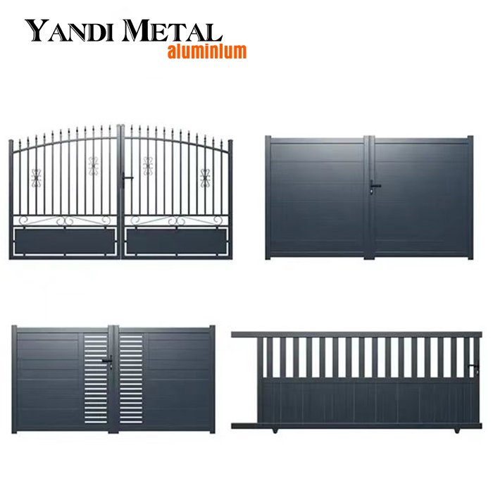 Entrée piétonne résidentielle de style moderne Allée de porte en aluminium Lattes pivotantes porte coulissante en aluminium pour intimité
