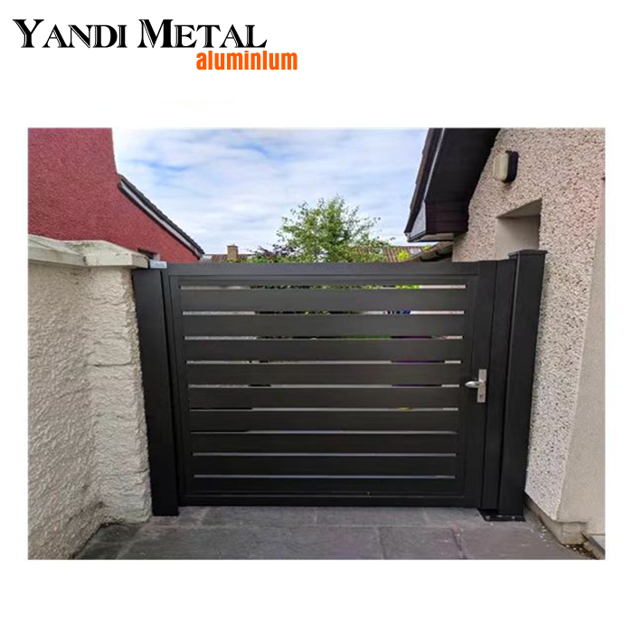 Mur d'enceinte décoratif en aluminium à porte unique, porte d'entrée en aluminium, porte principale, porte coulissante électrique en aluminium