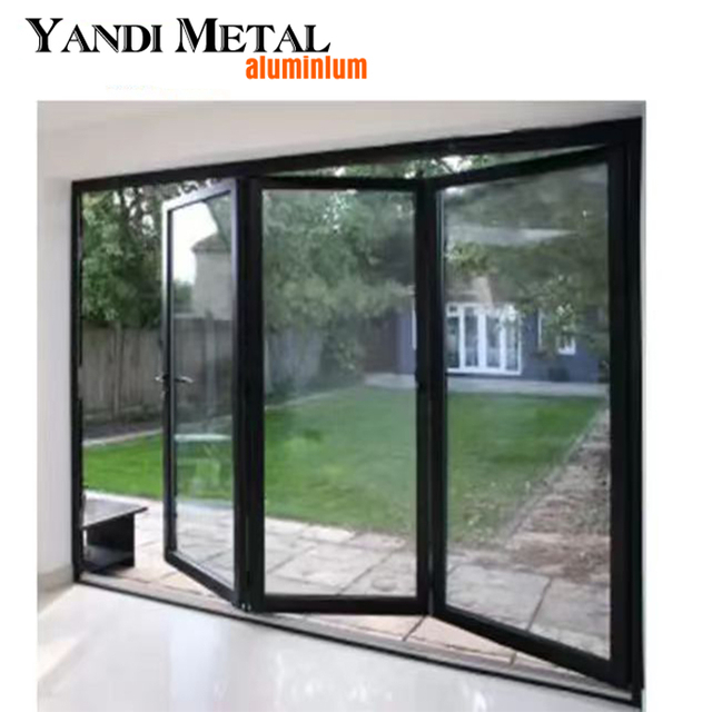 Portes pliantes modernes en aluminium et verre trempé, imperméables et résistantes à la chaleur, pour la maison et l'extérieur