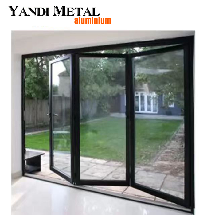 Portes pliantes modernes en aluminium et verre trempé, imperméables et résistantes à la chaleur, pour la maison et l'extérieur