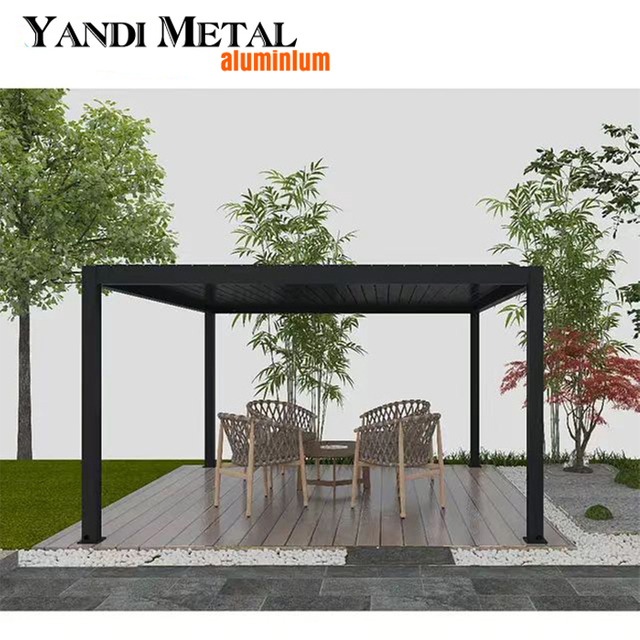 Pergola à persiennes électriques imperméables en aluminium, taille personnalisée, pour l'extérieur, pergola bioclimatique en aluminium avec système d'éclairage LED