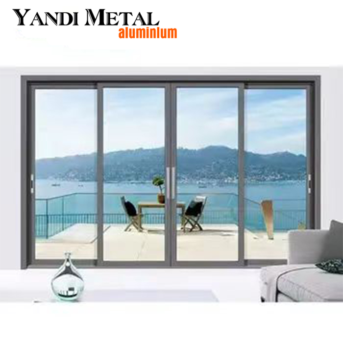 Conception moderne de sûreté et de sécurité de maisons de villa haut de gamme avec portes coulissantes en aluminium à coupure à chaud