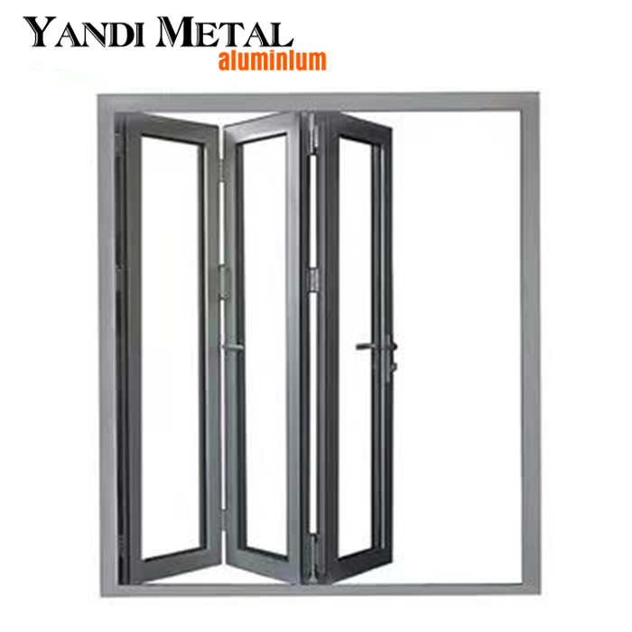 Double vitrage en gros moderne grandes portes pliantes en aluminium enduit de poudre