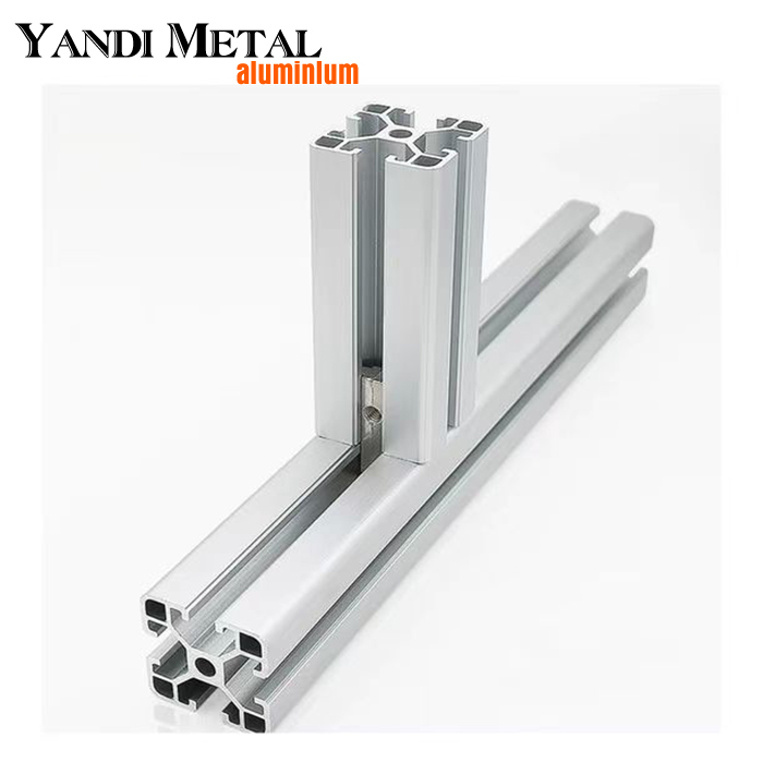 Profilés en aluminium industriels extrudés à fente en T 4040, barres noires, profilés en aluminium anodisé